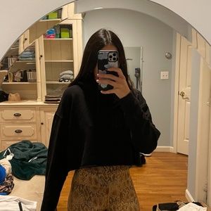 Reformation Black Cropped Hoodie XS